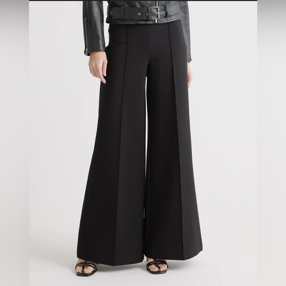 Quince Ultra Stretch Ponte Super Wide Leg Pants in Black